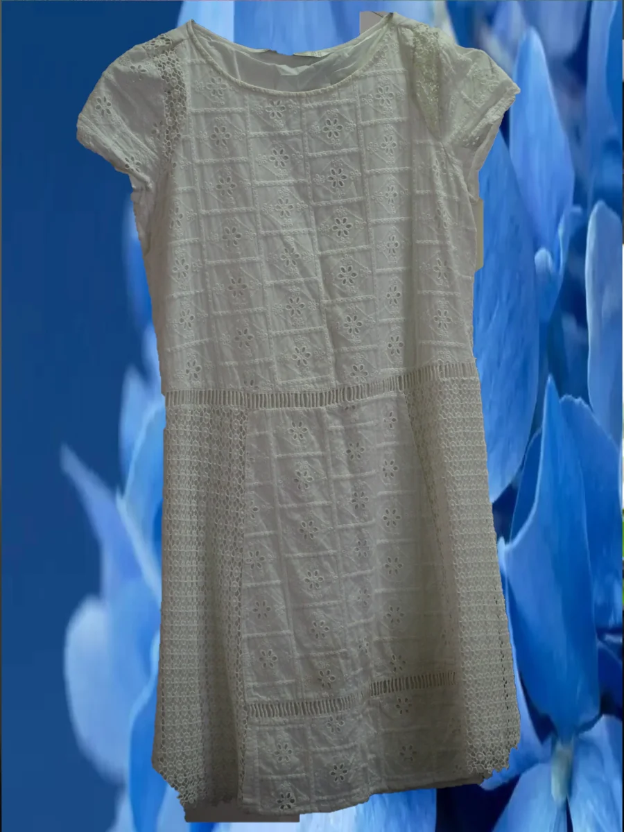VESTIDO MANGA CORTA BLANCO CON ESTAMPADO