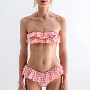 Bandeau Volantes Vichy Pink