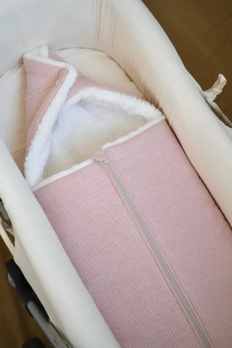 Saco Capazo Mini Stripe Rosa + Borreguito - Imagen 5