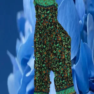 MONO LARGO TIRANTE AZUL OSCURO  CON ESTAMPADO
