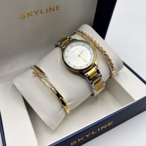 Conjunto Reloj Acero y Pulseras