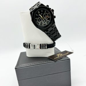 Conjunto reloj acero con pulsera