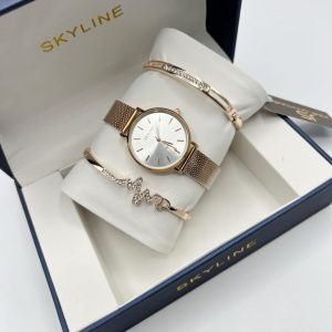 Set Reloj Malla Acero + 2 Brazaletes