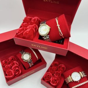 Conjunto Reloj Acero + Pulsera