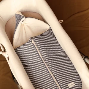 Saco Capazo Apron Stripe Jean + Gasa Rústica Nata
