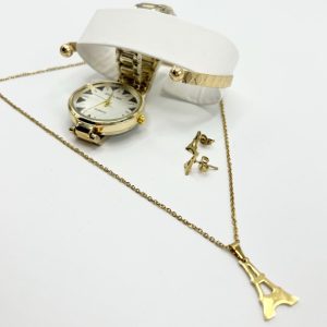 Conj. reloj+brazalete+collar+pendiente