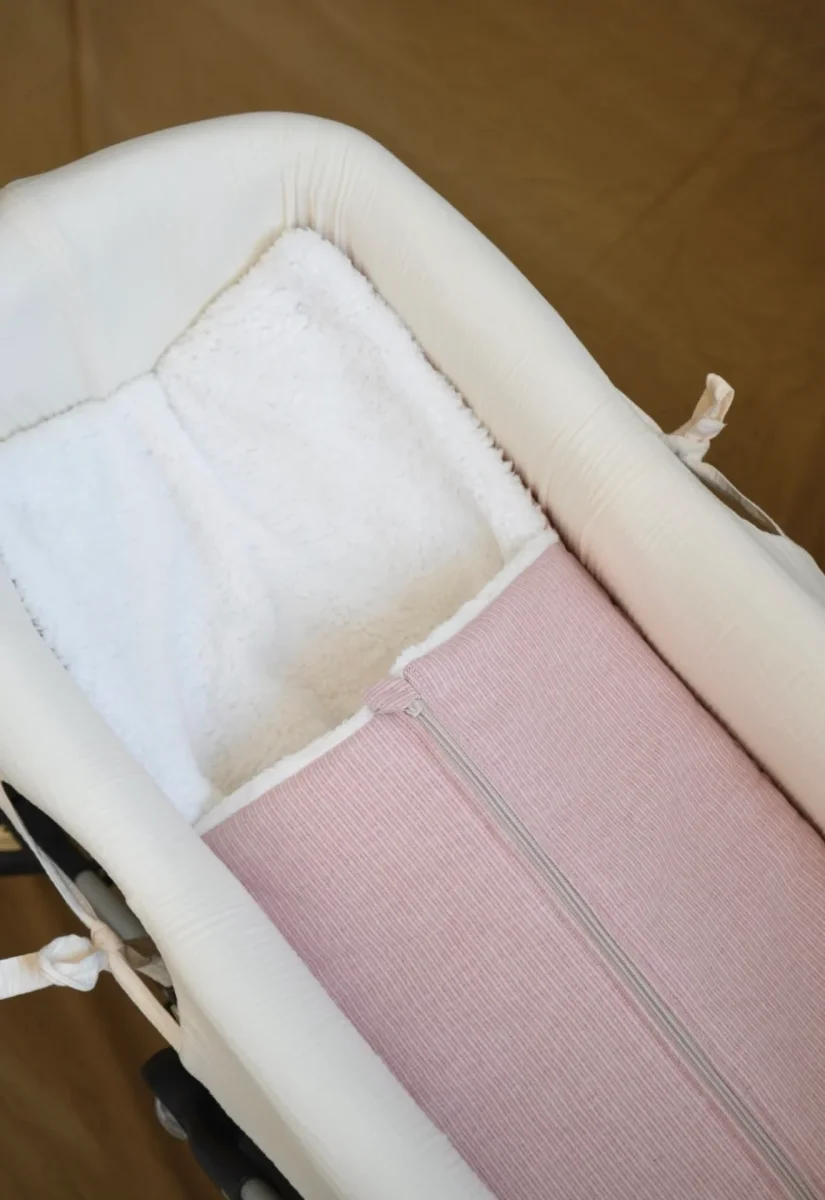 Saco Capazo Mini Stripe Rosa + Borreguito - Imagen 3