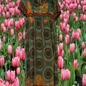 VESTIDO DE COLORES MANGA FRANCESA DE VUELO