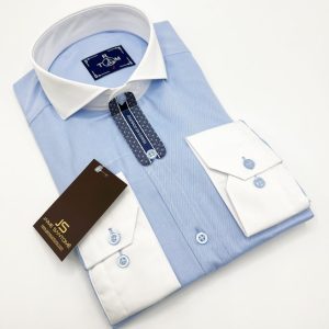 Camisa de vestir contraste lisa