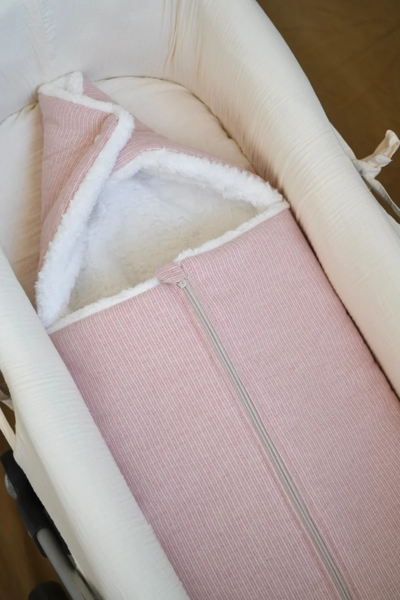 Saco Capazo Mini Stripe Rosa + Borreguito - Imagen 9