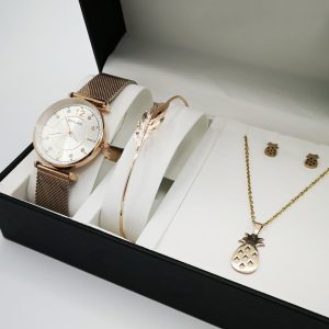 Conjunto reloj con pulsera + collar + pendientes