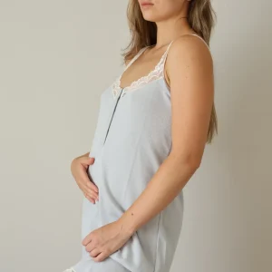 Camisón Maternity Tirante Blonda Canalé GRIS