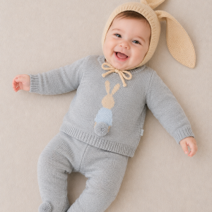 Conjunto tejido Alpaca Bunny Tail Gris