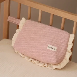 Neceser Volante Mini Stripe Rosa + Gasa Cruda