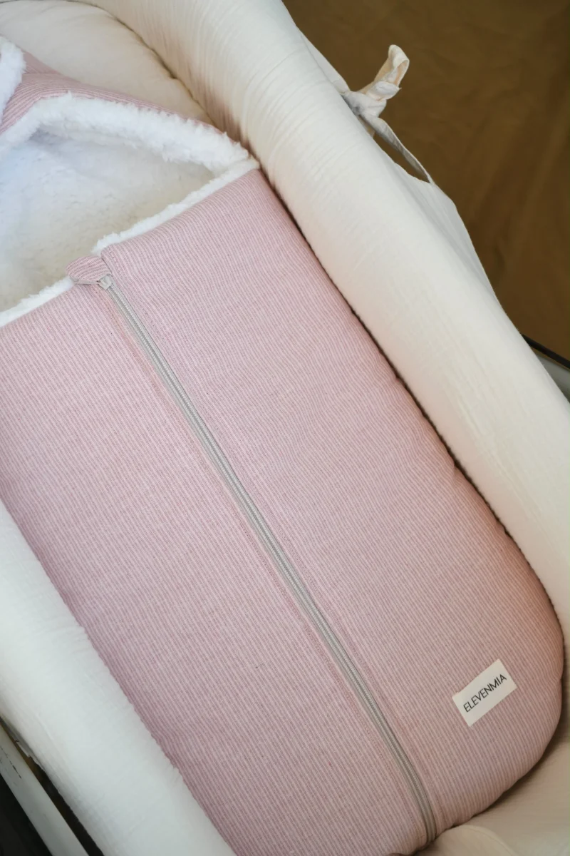 Saco Capazo Mini Stripe Rosa + Borreguito - Imagen 8