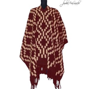 PONCHO ATADO A002/10  – BORDEAUX – UN PAÑO – TRAMA Y URDIMBRE FINA CAMPO COMPLETO – SE REALIZA POR PEDIDO
