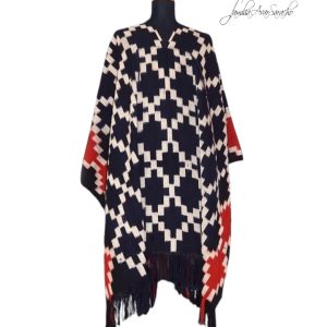 PONCHO ATADO A014 AÑIL – UN PAÑO – TRAMA Y URDIMBRE FINA – SE REALIZA POR PEDIDO
