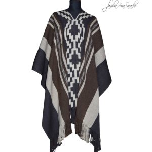 PONCHO ATADO A090 – AZUL AÑIL – UN PAÑO – TRAMA Y URDIMBRE FINA  – SOLO POR PEDIDO