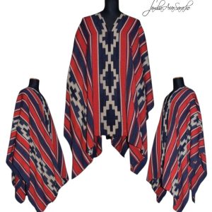 PONCHO ATADO A100 PEHUENCHE –  UN PAÑO – TRAMA Y URDIMBRE FINA – DISPONIBLE