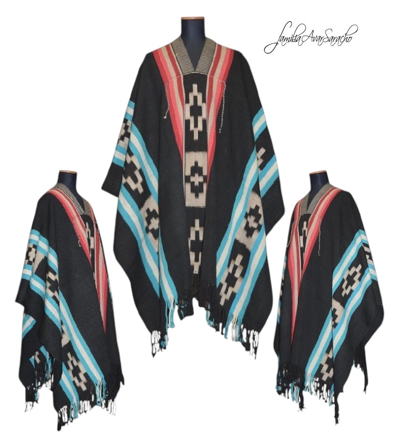 PONCHO ATADO A110 – NEGRO – CRUDO – ROJO – ROSA – CELESTE – DISPONIBLE CON ENVIO INMEDIATO - Imagen 2