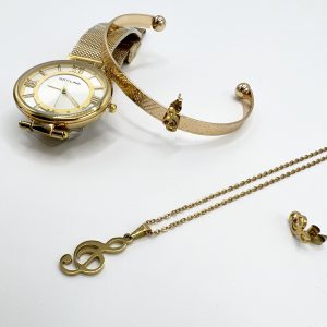 Conj. reloj+brazalete+collar+pendientes