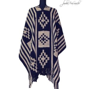 PONCHO ATADO A507 AZUL AÑIL – UN PAÑO TRAMA FINA, URDIMBRE FINA