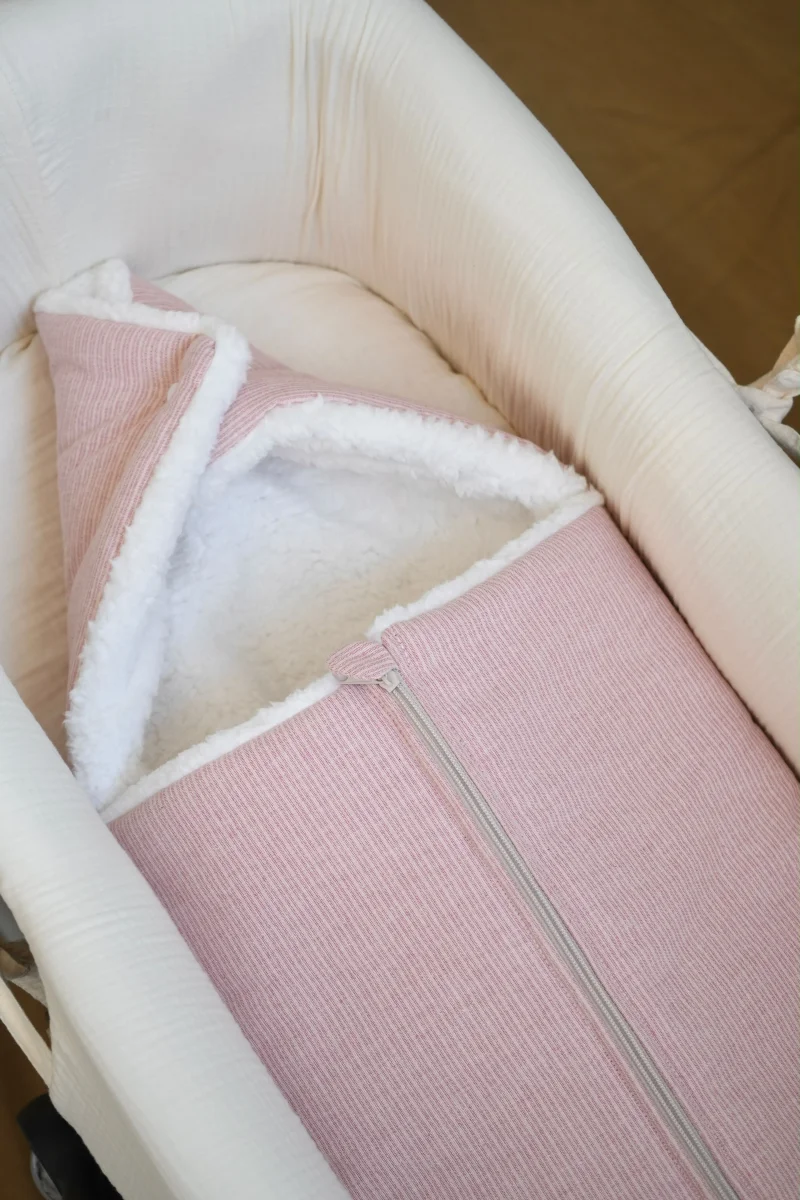 Saco Capazo Mini Stripe Rosa + Borreguito - Imagen 6