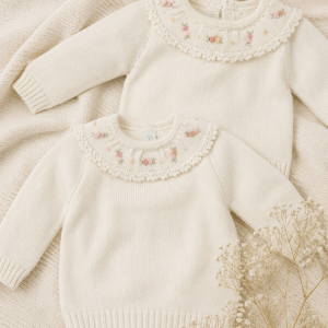 Bata tejido Alpaca Bordado Flor