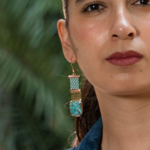 ARETES DE CRISTAL CON PIEDRA NATURAL