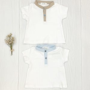 Remera con cuello en algodon PIMA