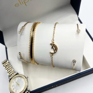 Conjunto reloj+pulseras+caja