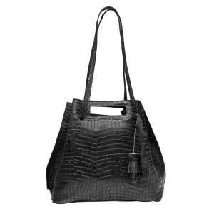 Bolsa Olvera Cocodrilo Negra