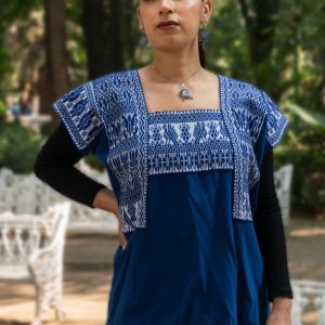 Blusa bordada Puebla Azul