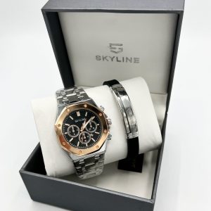 Conjunto reloj acero con pulsera