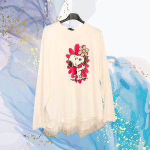 Camiseta Snoopy Primavera encaje y brilli