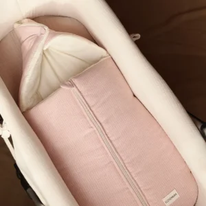 Saco Capazo Mini Stripe Rosa+ Gasa Cruda