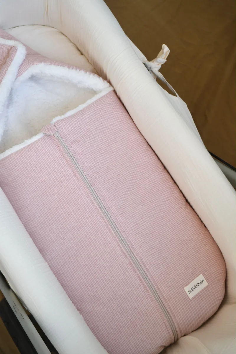 Saco Capazo Mini Stripe Rosa + Borreguito - Imagen 7
