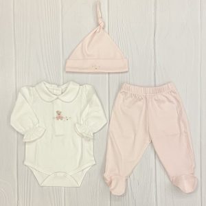 Conjunto de body y pelele en algodón PIMA Teddy rosado