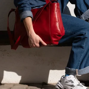 Bolso Piel con Piel Rojo Vino