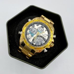 Reloj doble hora multifunción en acero