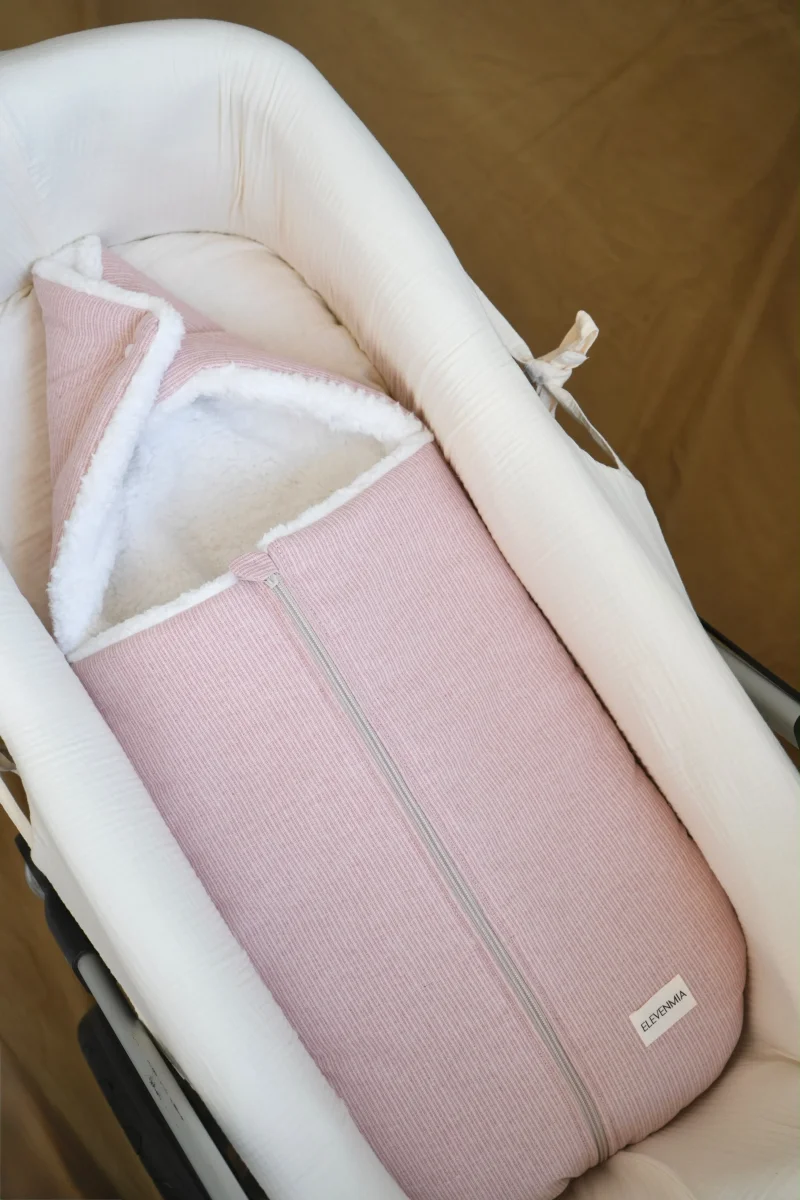 Saco Capazo Mini Stripe Rosa + Borreguito - Imagen 2
