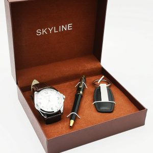 Conjunto reloj + bolígrafo + llavero
