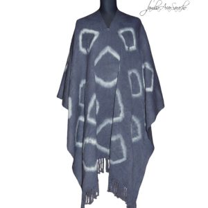 PONCHO DE ARGOLLAS G451 AZUL GASTADO – UN PAÑO – TRAMA Y URDIMBRE FINA – DISPONIBLE