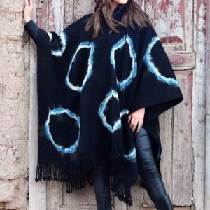 PONCHO DE ARGOLLAS G503 NEGRO – UN PAÑO – TRAMA Y URDIMBRE FINA – SOLO POR PEDIDO