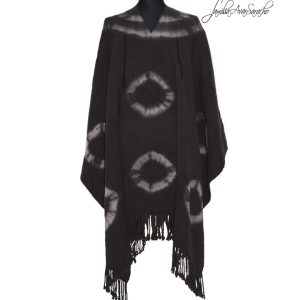 PONCHO DE ARGOLLAS G512 NEGRO- UN PAÑO – TRAMA Y URDIMBRE FINA – SOLO POR PEDIDO