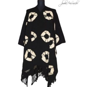 PONCHO DE ARGOLLAS G513 NEGRO- UN PAÑO – TRAMA Y URDIMBRE FINA – SOLO POR PEDIDO