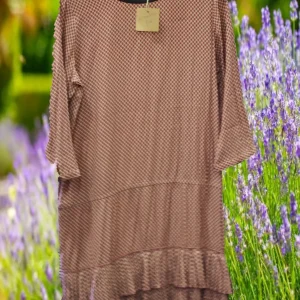 VESTIDO MANGA FRANCESA GRANATE CON DETALLES ÉTNICOS