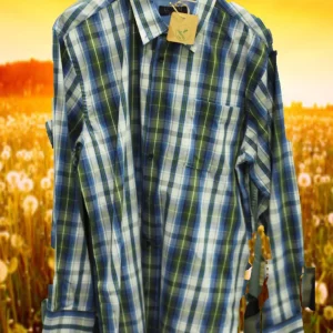 CAMISA CABALLERO MANGA LARGA CUADROS AZULES Y VERDES