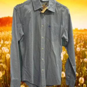 CAMISA CABALLERO MANGA LARGA RAYAS AZULES Y BLANCAS