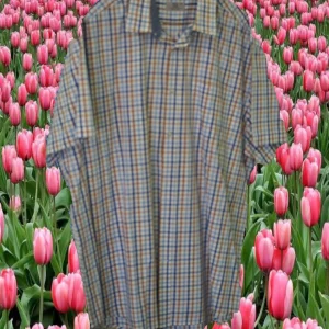 CAMISA MANGA CORTA CABALLERO BLANCA CON CUADROS